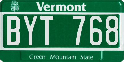 VT license plate BYT768