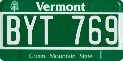 VT license plate BYT769