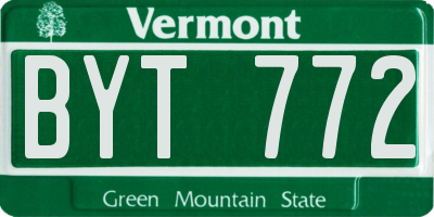 VT license plate BYT772