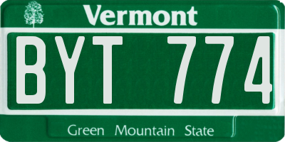 VT license plate BYT774
