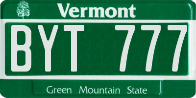 VT license plate BYT777
