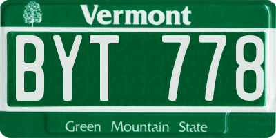 VT license plate BYT778