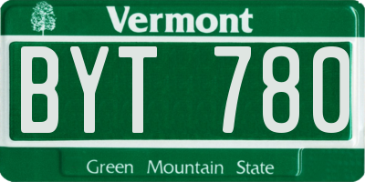 VT license plate BYT780