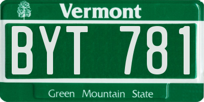 VT license plate BYT781
