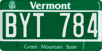 VT license plate BYT784