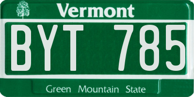 VT license plate BYT785