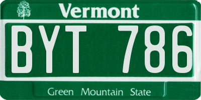 VT license plate BYT786