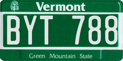 VT license plate BYT788