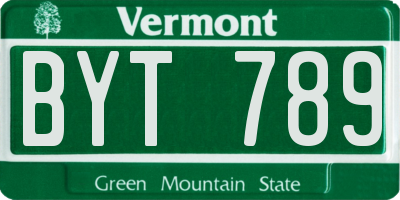 VT license plate BYT789