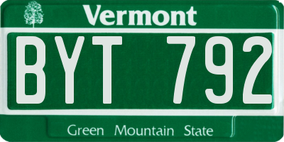 VT license plate BYT792