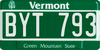 VT license plate BYT793