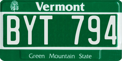 VT license plate BYT794