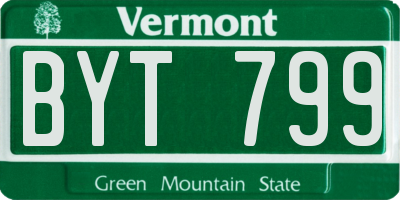 VT license plate BYT799