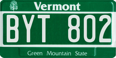 VT license plate BYT802