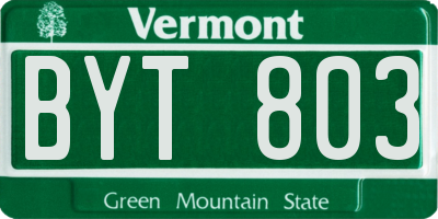VT license plate BYT803