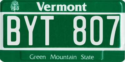 VT license plate BYT807