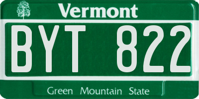 VT license plate BYT822
