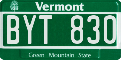 VT license plate BYT830