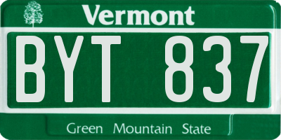 VT license plate BYT837