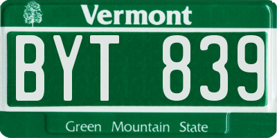 VT license plate BYT839