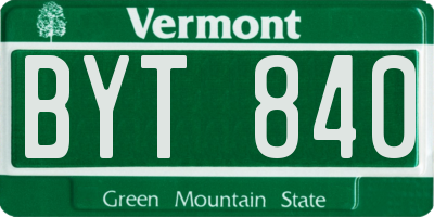 VT license plate BYT840