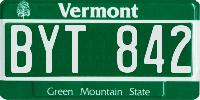 VT license plate BYT842