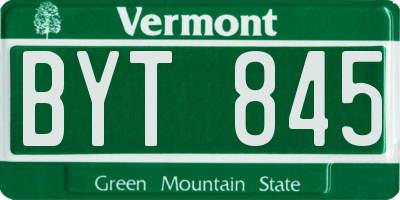 VT license plate BYT845