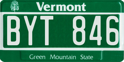 VT license plate BYT846
