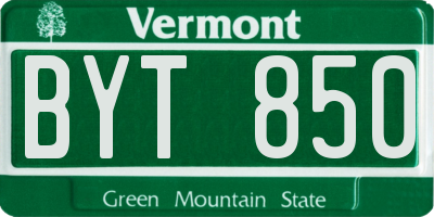 VT license plate BYT850