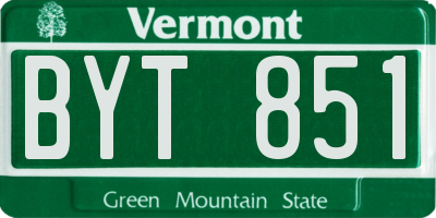 VT license plate BYT851