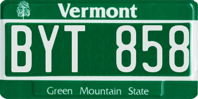 VT license plate BYT858