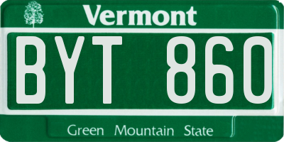 VT license plate BYT860
