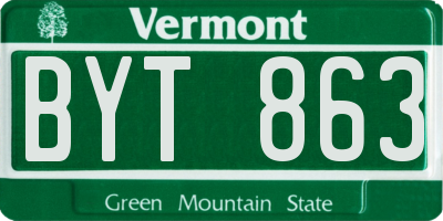 VT license plate BYT863