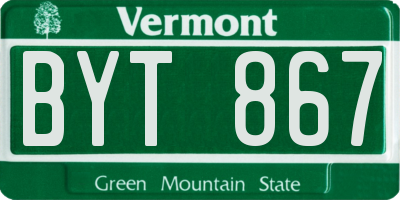 VT license plate BYT867