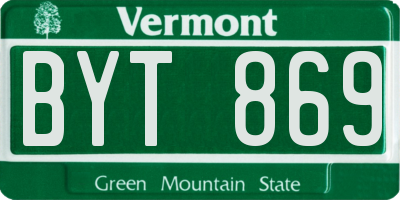 VT license plate BYT869