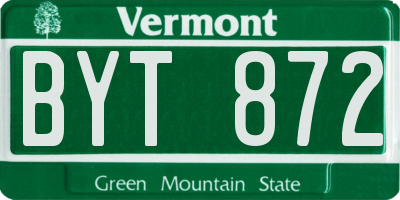 VT license plate BYT872