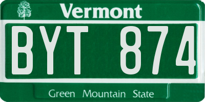 VT license plate BYT874