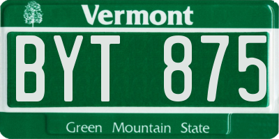 VT license plate BYT875