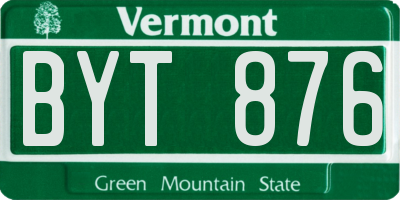 VT license plate BYT876