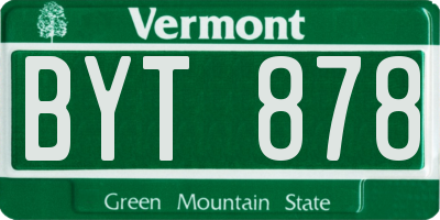 VT license plate BYT878