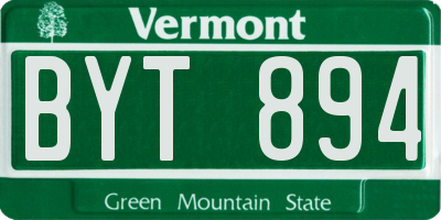 VT license plate BYT894