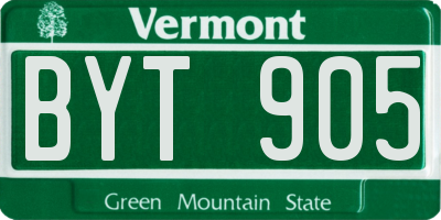 VT license plate BYT905