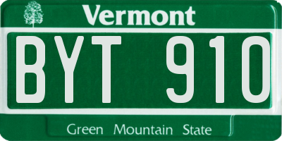VT license plate BYT910