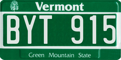 VT license plate BYT915