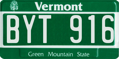 VT license plate BYT916