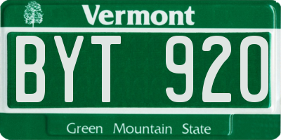 VT license plate BYT920