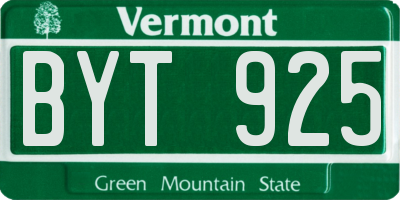 VT license plate BYT925