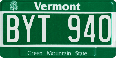 VT license plate BYT940