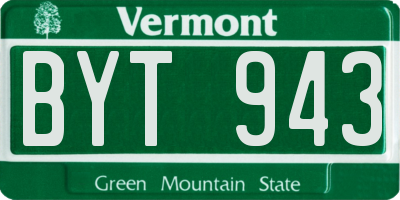 VT license plate BYT943
