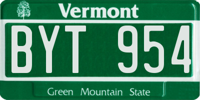 VT license plate BYT954